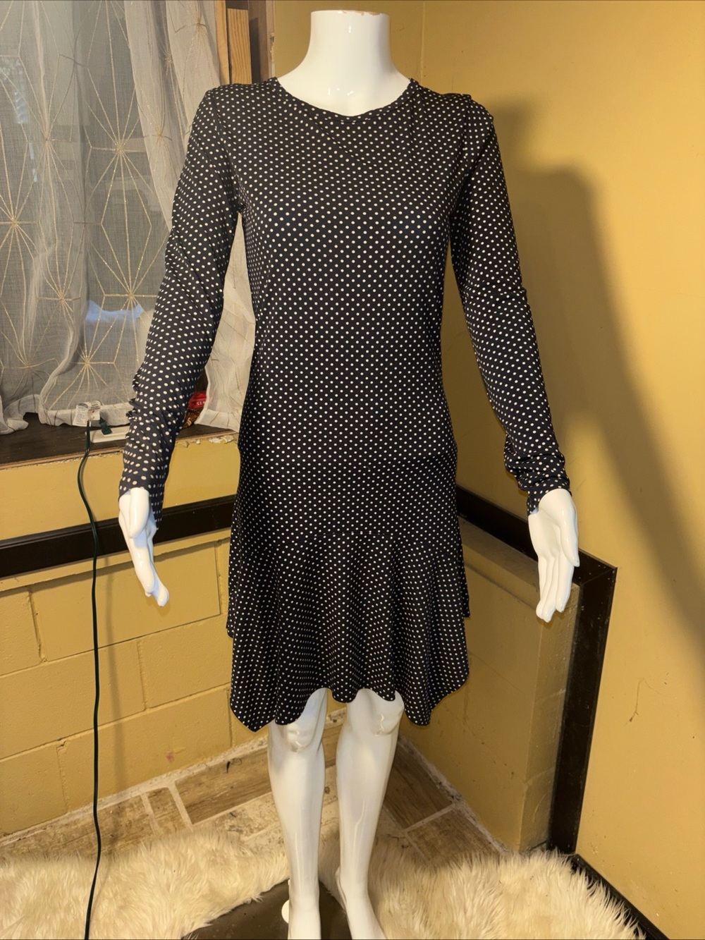 MICHAEL Michael Kors Black & White Polka Dot Long-Sleeve Dress